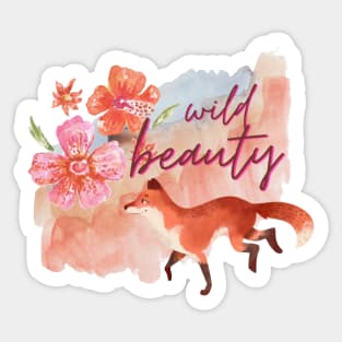 Wild Beauty Watercolour Fox and Flowers Sticker